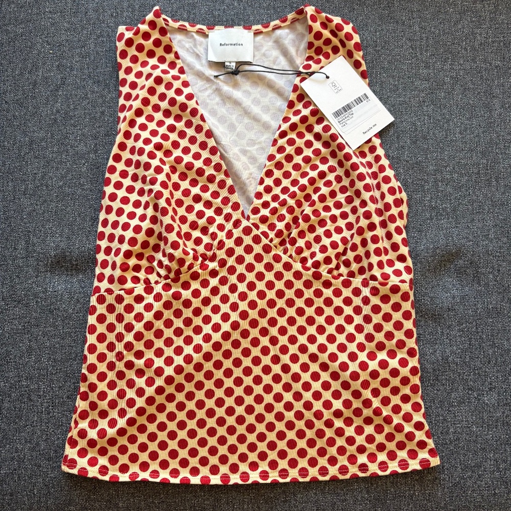 Reformation Bowie Knit Top Pamplona Dot
